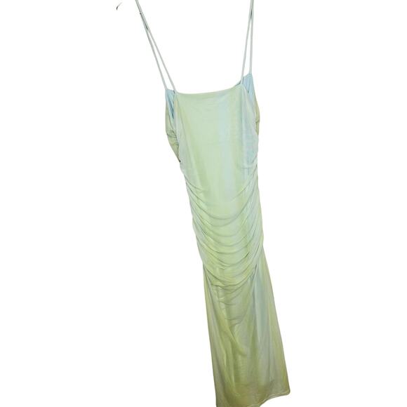 SIGNIFICANT OTHER Green Striped Mesh Square Neck Bodycon Verona Dress Size US 6 - Picture 6 of 14